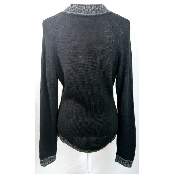 Manos de la Comunidad Peruvian SZ M 100% Baby Alpaca Sweater V Neck Black Gray - Picture 5 of 8
